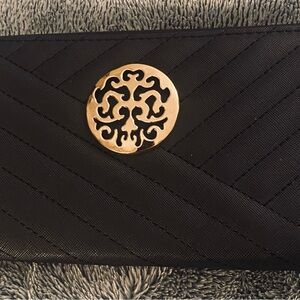 Elegant Black Clutch with Gold Accent